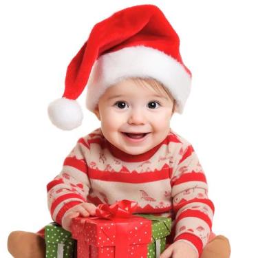Imagem de Chapéu de Papai Noel Kockuu Red Velvet Fluffy para bebês meninos e men