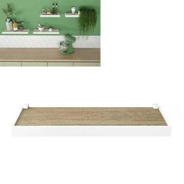 Imagem de Prateleira de Parede Suspensa 40x20cm Moldura Branca MDF Decoração - P