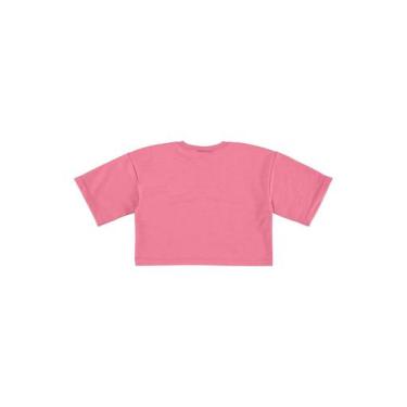 Imagem de Blusa Básica Manga Curta Cropped em Moletom Gloss, Rosa pink, 4