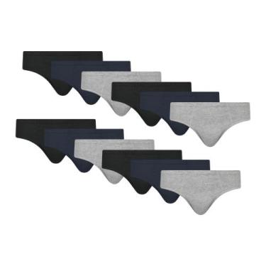 Imagem de Kit 12 Cuecas Lisa Adulto Selene Em Algodão Modelo Tradicional Normal,