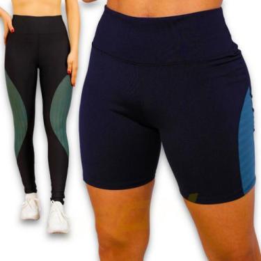 Imagem de Kit CALÇA LEG + SHORT LEGGING Fitness Feminino Corrida Academia Cinutr