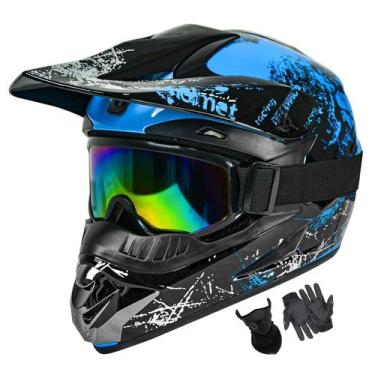 Imagem de Capacete Dirt Bike SPARK Kids Motorcycle Dot aprovado em azul