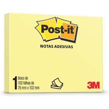 Imagem de Bloco adesivo 3M post-it 76X102mm amarelo 100 folhas