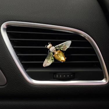 Imagem de Clipes de ventilação Bling Bee, clipes de ventilação de purificadores de ar de carro de abelha de cristal diamante strass engraçado decoração de interiores de automóveis acessórios fofos decoração