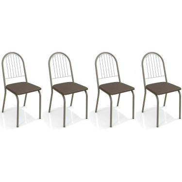 Imagem de Cadeira Sala de Jantar Noruega 2C077NK Aço Kit 4 Un Niquel/ano Marrom - Kappesberg