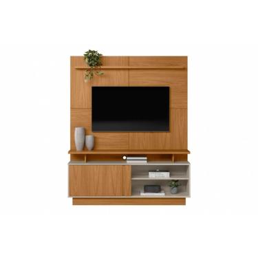 Imagem de Home p/ TV até 60 Pol Viena c/ 1 Porta 3 Prateleiras 150x190cm Nature/Off White - Linea Brasil