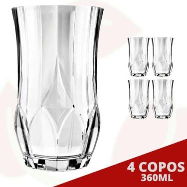Imagem de 4 Copo Ópera Redondo Transparente 360ML Água Suco Drink Nadir - NADIR 