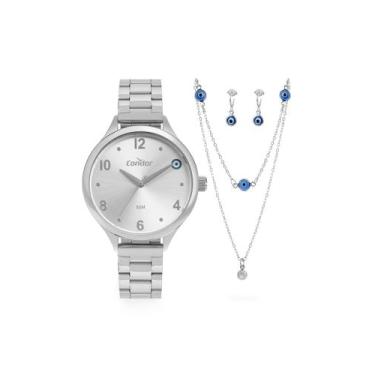 Imagem de Relogio condor Feminino Prata Fé e Proteção A prova dagua CO2035NAB/K4