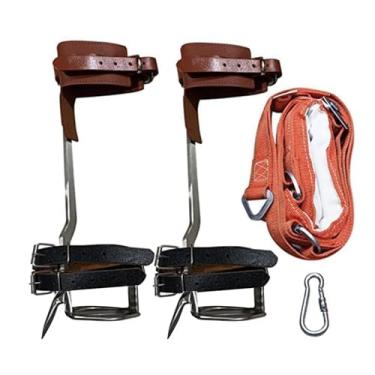 Imagem de Woovaash Espigões para escalada em árvore - Equipamento de escalada de árvore de aço inoxidável 304 com cinto ferramentas ajustáveis de escalada pedal antiderrapante para observação de caça, colheita