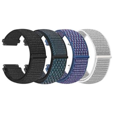 Imagem de WNIPH Pacote com 4 pulseiras de relógio de nylon de 22 mm compatíveis com Samsung Galaxy Watch 3 de 45 mm/Galaxy Watch de 46 mm/Gear S3 Classic/Frontier/, Garmin Vivoactive 4, Amazfit Bip 6/5
