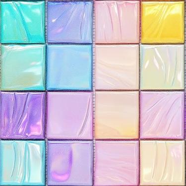 Imagem de HOMETITUTE 10 peças 12 x 12 polegadas pastel macaron arco-íris espelho de vidro azulejos de piso destacar e colar adesivos removíveis autoadesivos DIY vinil para cozinha, banheiro, sala de estar