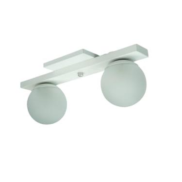 Imagem de Lustre Plafon Pendente Luminária Com 2 Globos De Vidro 10cm (Branco)