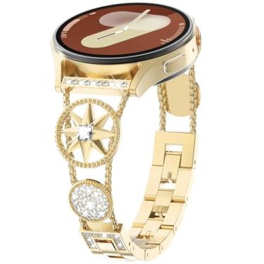 Imagem de WINGLE Pulseira de metal brilhante para Samsung Galaxy Watch 7/FE 6 5 4 mm e 44 mm/5 Pro de 45 mm, estrela de diamante de 20 mm para Active 2/Watch 6/4 Classic 47 mm, 43 mm, 46 mm e 42 mm/Watch 3 de