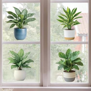 Imagem de Peacoblue Adesivo de janela dupla face para janelas de carro de vidro grandes, 1 folha realistas vasos de plantas 120 cm x 30 cm à prova d'água removível para decoração de sala de aula de escritório
