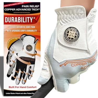 Imagem de Luvas de golfe femininas Copper Advanced Tech 2.0 para golfista destro ou canhoto | Luva de golfe feminina de compressão de cobre com suporte para juntas | Durabilidade resistente a rasgos e aderência