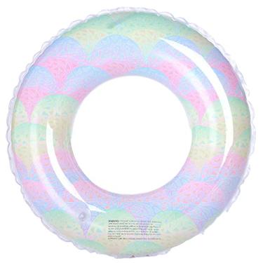 Imagem de ZaH Anel de natação para adultos e crianças, estampa de brinquedos de piscina, tubo de natação inflável para férias de verão (onda colorida, 90 cm)