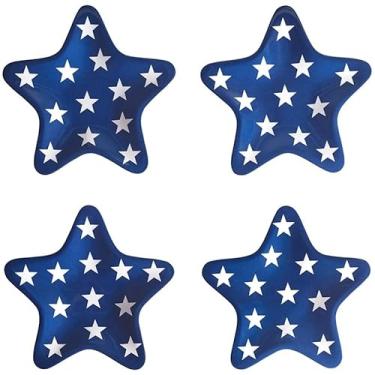 Imagem de Conjunto de 4 pratos de melamina com estrelas e listras - salada