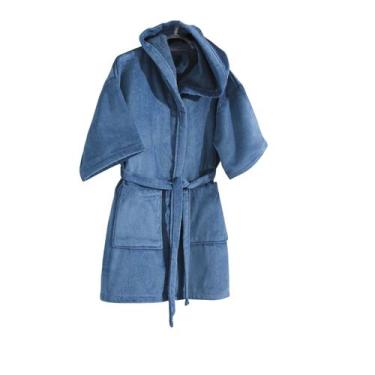 Imagem de Roupão Infantil Döhler Velour Azul, G, Azul