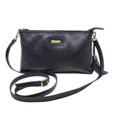 Imagem de Bolsa de Ombro Feminina Couro Legítimo Bolso Interno Alça Regulável Ta