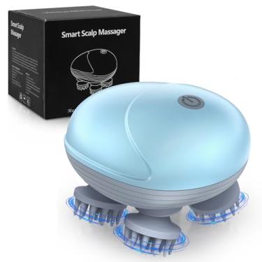 Imagem de Ankilo Upgraded Handheld Pet Massager for Dogs and Cats, Electric Cat Dog Massager, with 4 Rotatable Massage Heads, Three Modes, for Relieving Tight Stiffness Muscles, Promote Bonding (Light Blue)