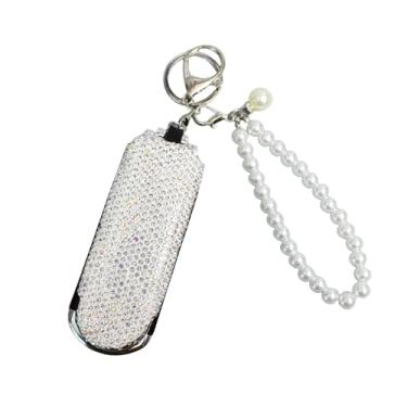 Imagem de Frinnovan Pacote com 1 escova de cabelo com bolso de strass com porta-chaves espelhadas, pentes dobráveis para viagem, brilhante, portátil, dobrável, pente compacto para mulheres, prata