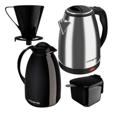 Imagem de Kit Café Chaleira Elétrica Garrafa Açucareiro Coador suporte filtro - 
