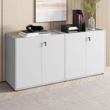 Imagem de Armário Baixo 1,58m Duplo 4 Portas Tampo Embutido F5 Office - F5 Offic