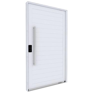 Imagem de Porta de Alumínio Pivotante com Puxador de 1m Fechadura Digital 225cm X 130cm Lucasa Eccellente Branco