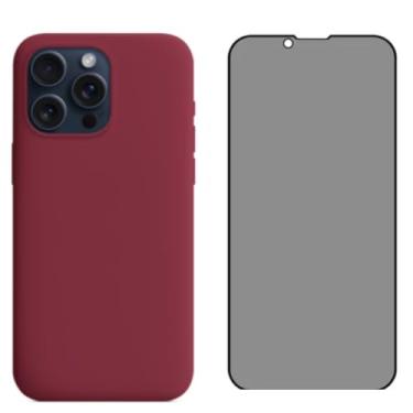 Imagem de Capa Capinha Para iPhone 13 Vinho Aveludado + Película Privacidade