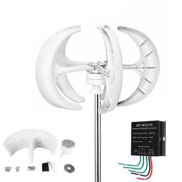 Imagem de 24V,HYZHANHONG Kit de Gerador de Turbina Eólica Vertical Portátil 12V/24V/48V 5 Lâminas com Controlador de Carga Gerador de Turbina Eólica de Eixo Vertical (10000W)