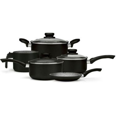 Imagem de Jogo De Panelas Alumínio 5 Peças Antiaderente Preta Panelux