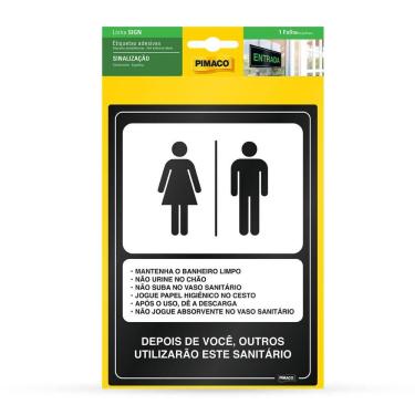 Imagem de Etiqueta sinalização Conservação Banheiro Unissex Pimaco