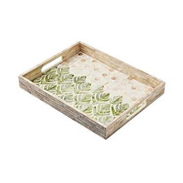 Imagem de Bandeja vegetariana bandeja decorativa moderna bandeja de concha artesanal decoração de mesa bandeja de armazenamento organizador para café sobremesa chá decoração de mesa de café/588