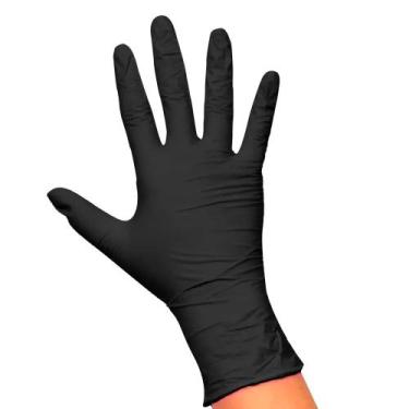 Imagem de Luva Descartável Nitrílica Preta Média 12un Santa Clara