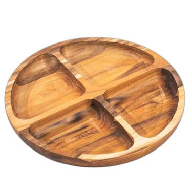 Imagem de Petisqueira Redonda Teca C/5 Divisoes 28X28X3,5