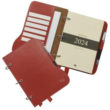 Imagem de Agenda Diária de Mesa Couro 2024 173-R Raffai Couros, Vermelho