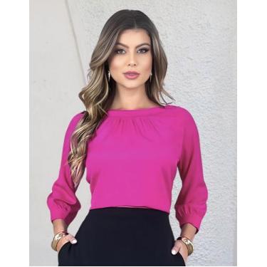 Imagem de Blusa Feminina Elegante Detalhe Franzido Manga Ranglán 3/4 - Katyani M