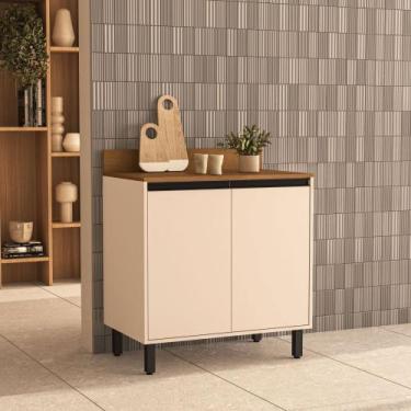Imagem de Balcão 2 Portas 80cm com Tampo Koya Politorno Móveis, Creme