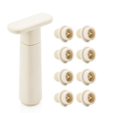 Imagem de Bomba de vácuo Wine Saver WOTOR com 8 rolhas, cor creme