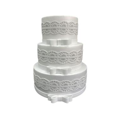 Imagem de Bolo fake casamento renda 3 andares - sem marca