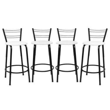 Imagem de Kit 4 Cadeiras 60cm Para Balcão Flórida Preta Bistrô Bar Cozinha Gourm