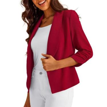 Imagem de Blazer GoMamee feminino de manga 3/4 recortada, vermelho, tamanho P