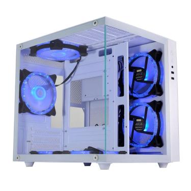 Imagem de Gabinete Gamer Aquário K-Mex W2SB - Vidro Temperado - Micro-ATX - Câmara Dupla - Branco