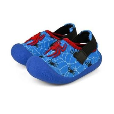 Imagem de Sapatinho Esportivo Babuche Bebê Infantil Conforto Slip On Menino Verão Azul Aranha Mzkid-Masculino