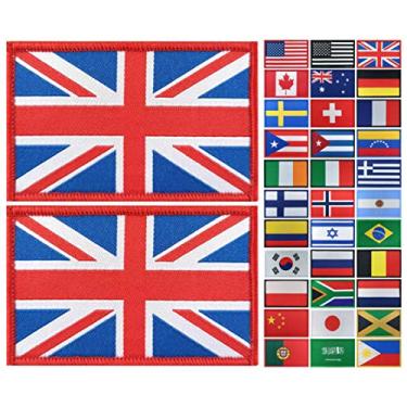 Imagem de JBCD Pacote com 2 emblemas da bandeira do Reino Unido do Reino Unido com emblema tático da bandeira do orgulho para roupas, chapéu, equipe militar
