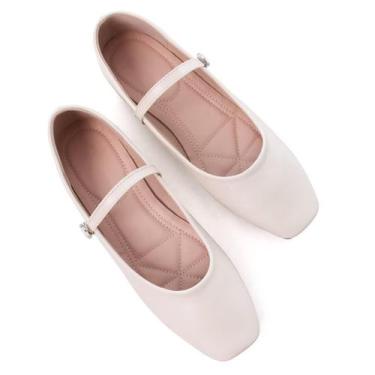 Imagem de Sapatilhas de balé Stunner Stunner para mulheres em couro bege tamanho