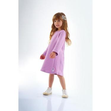 Imagem de Vestido Infantil em Moletom Matelassê e Ribana Up Baby, Roxo, 8
