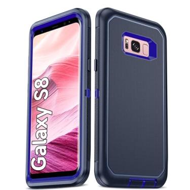 Imagem de LeYi Compatível com capas de telefone Galaxy S8: capa externa de borracha à prova de choque 3 em 1 de corpo inteiro, resistente, resistente, à prova de poeira, capa protetora protetora para Samsung S8
