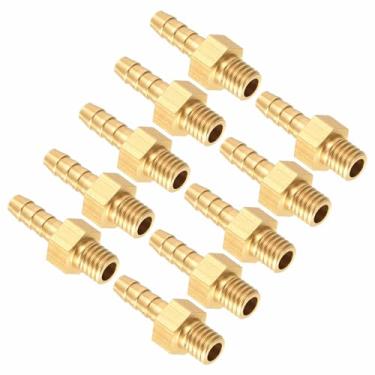 Imagem de Kozelo Pacote com 10 acessórios de mangueira de latão Farpa de mangueira de 3 mm para M5x0,8 Conexões machos para máquinas domésticas, banheiras de massagem e sistemas de irrigação