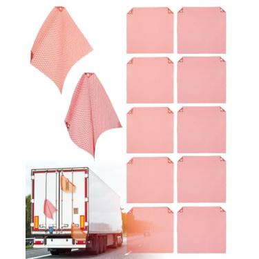 Imagem de Venussar Bandeiras de segurança 45,7 x 45,7 cm, pacote com 12 bandeiras de aviso de malha com ilhós, bandeiras de aviso de segurança para caminhões, reboques, carga grande (vermelho e laranja)